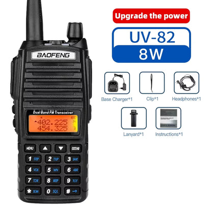Baofeng UV-82 Walkie-Talkie 5W/8W FM Dual Standby Long Battery Life Outdoor Self-Driving Civil Hand-Held Walkie-Talkie