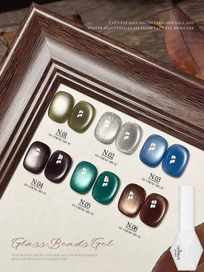 1-24pcs WS Romantic Purple Cat Eye Gel Nail Polish New Style Super Flash Versatile Whitening Purple Glass Bead Cat Nail Salon