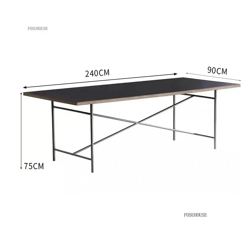 Office Furniture Stainless Steel Leg Rectangular Desks Solid Wood Office Computer Desk For Conference Room Writing Study Table g