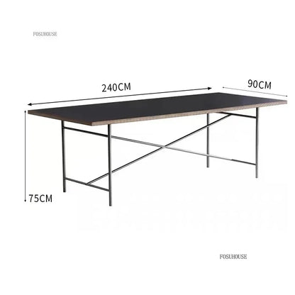 Office Furniture Stainless Steel Leg Rectangular Desks Solid Wood Office Computer Desk For Conference Room Writing Study Table g