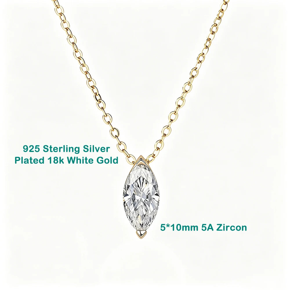 3CT Marquise Cut Moissanite Diamond Pendants Necklace for Women Lab Diamond 925 Sterling Silver Plated 18k Gold Jewelry Gifts
