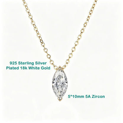 3CT Marquise Cut Moissanite Diamond Pendants Necklace for Women Lab Diamond 925 Sterling Silver Plated 18k Gold Jewelry Gifts