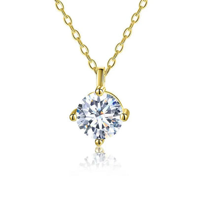 Luxury Certified Moissanite Diamond Classic Round Pendant Necklace for Women 925 Sterling Silver Chain Wedding Jewelry