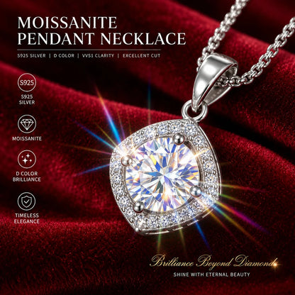 1.0ct VVS1 D Color Moissanite Necklace 18K Gold Plated S925 Sterling Silver Fine Jewelry Certificate Included for Women