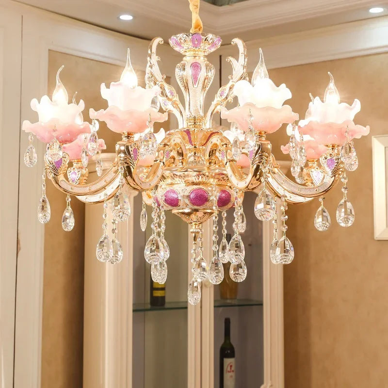 Zinc Alloy Crystal Chandelier Modern Living Room Decoration  Lighting European Restaurant Bedroom Candle  Lamps
