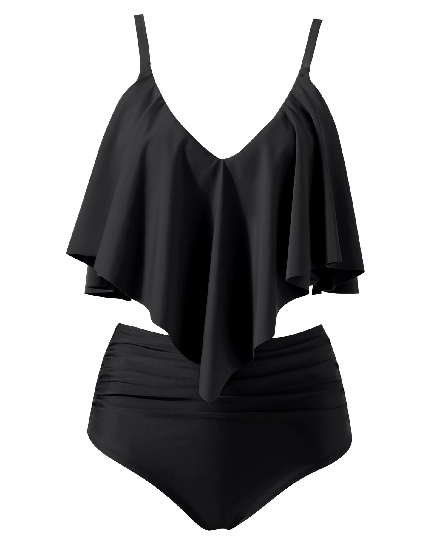 Women Ruffled Tankini Bikini Set Padded Top Swimming Suits High Waist Beachwear Swimsuits Swimwear 2XL Size Bikini Set 2026 New