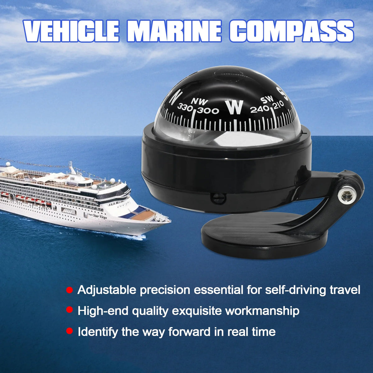 Compass Car Dashboard Dash Mounted Navigation Compass Boat Compass Navigation Tools Navigating Tools Sailing Tool for Outdoor