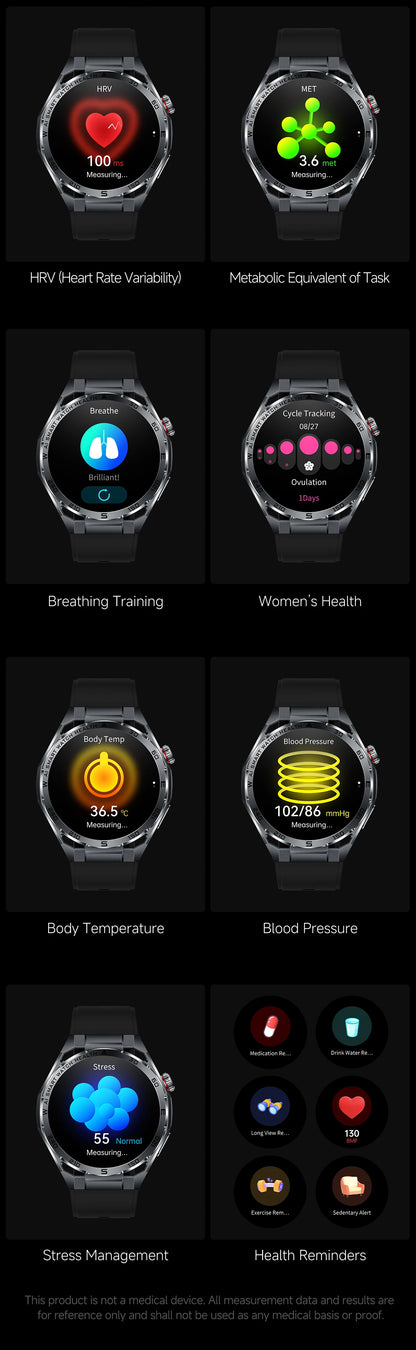 2026 New ECG+PPG Body Fat Analysis Health Smart Watch Uric Acid BP Blood Oxygen Bluetooth call Sports Smart Watch For Men Women