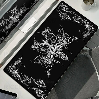 Black White Cybersigilism Deskmat Gothic Sword Art Mousepad Office Rubber Mouse Pad XXL PC Desk Accessories Gaming Keyboard Mats