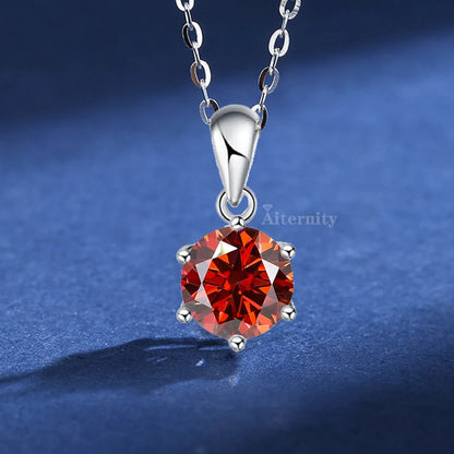 Silver 925 6 Prong Moissanite Pendant Necklace for Women Trendy Design D Color VVS Pass Diamond Testing Jewelry with Box GRA