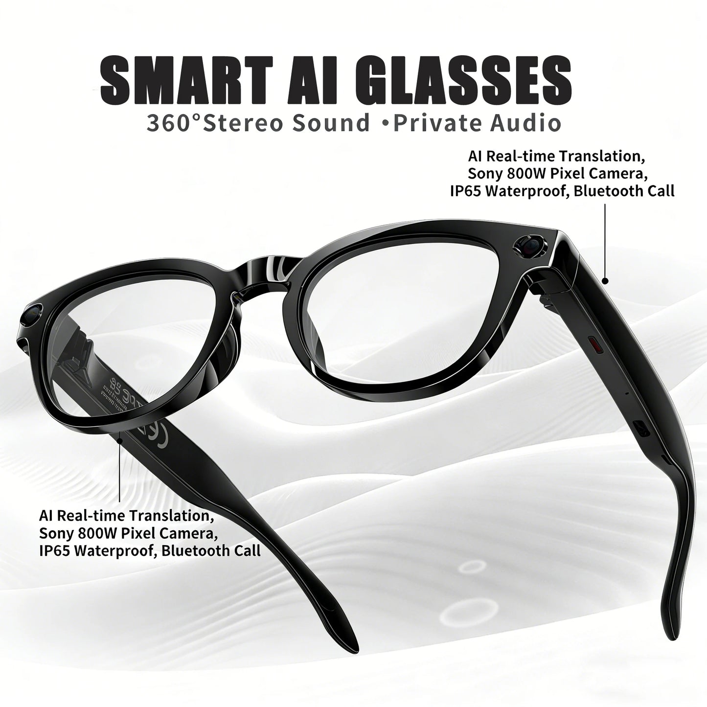2026 AI Smart Glasses Translation Glasses 800W Pixel Camera Photo Video Recording WIFI Bluetooth 5.4 Waterproof Smart Sunglasses