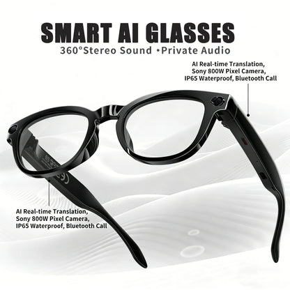 2026 AI Smart Glasses Translation Glasses 800W Pixel Camera Photo Video Recording WIFI Bluetooth 5.4 Waterproof Smart Sunglasses