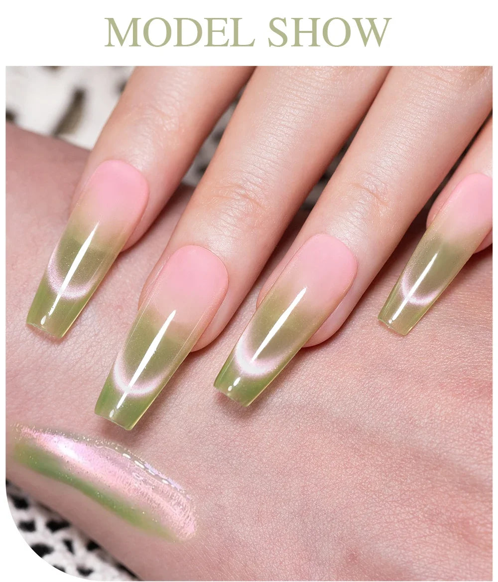 7.5ML Summer Fruit Series Cat Magnetic Gel Nail Polish Green Purple Pink Cat Eye Gel Soak Off UV Nail Art Varnish For Manicure