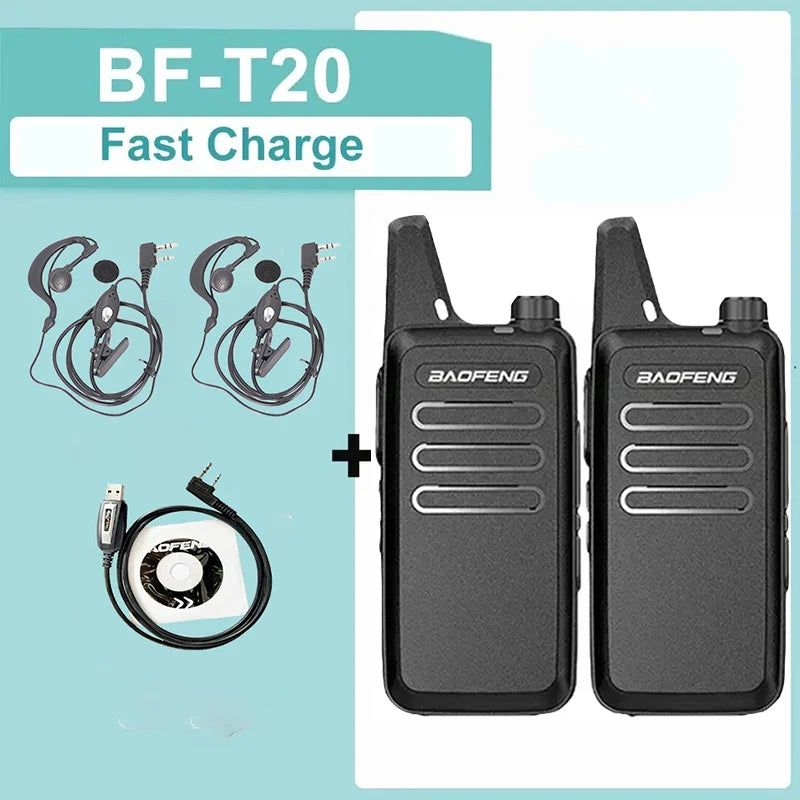 1/2PCS Baofeng BF-T20 Walkie Talkie Mini Micro USB Charging Portable Two Way Radios Upgrade Of BF-C9 KD-C1 For Hunting Kid’s Toy