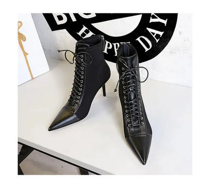 Women's Ankle Boots Sexy Pointed Tip High Heels for Woman Fashion Self Cultivation High Heeled Boots Designer Shoes Botas Mujer