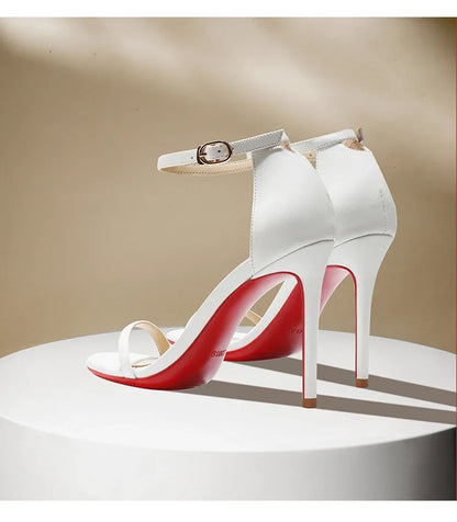 Sandals, Women's Summer New High Heels, Women's Slim Heels, Sexy and Fashionable, Golden Open Toe Straight Strap Sandals
