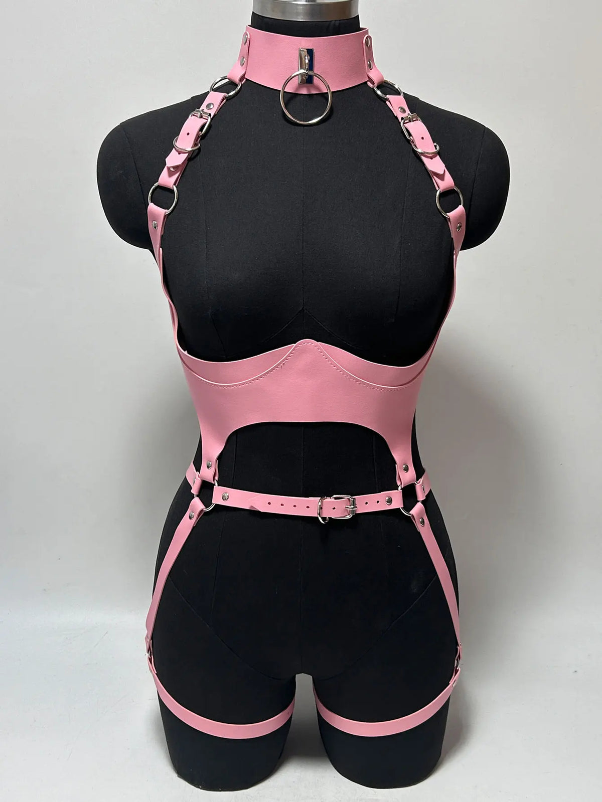 Women Fashion Punk Style Faux Leather Full Body Harness Belt, Garter Belt Set,Gothic Collocation Costume Accessories