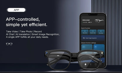 New Smart Glasses 800W HD Pixel Camera Dual Speakers 290mAh Battery Real-time Translation Al Voice Assistant Men Sunglasses