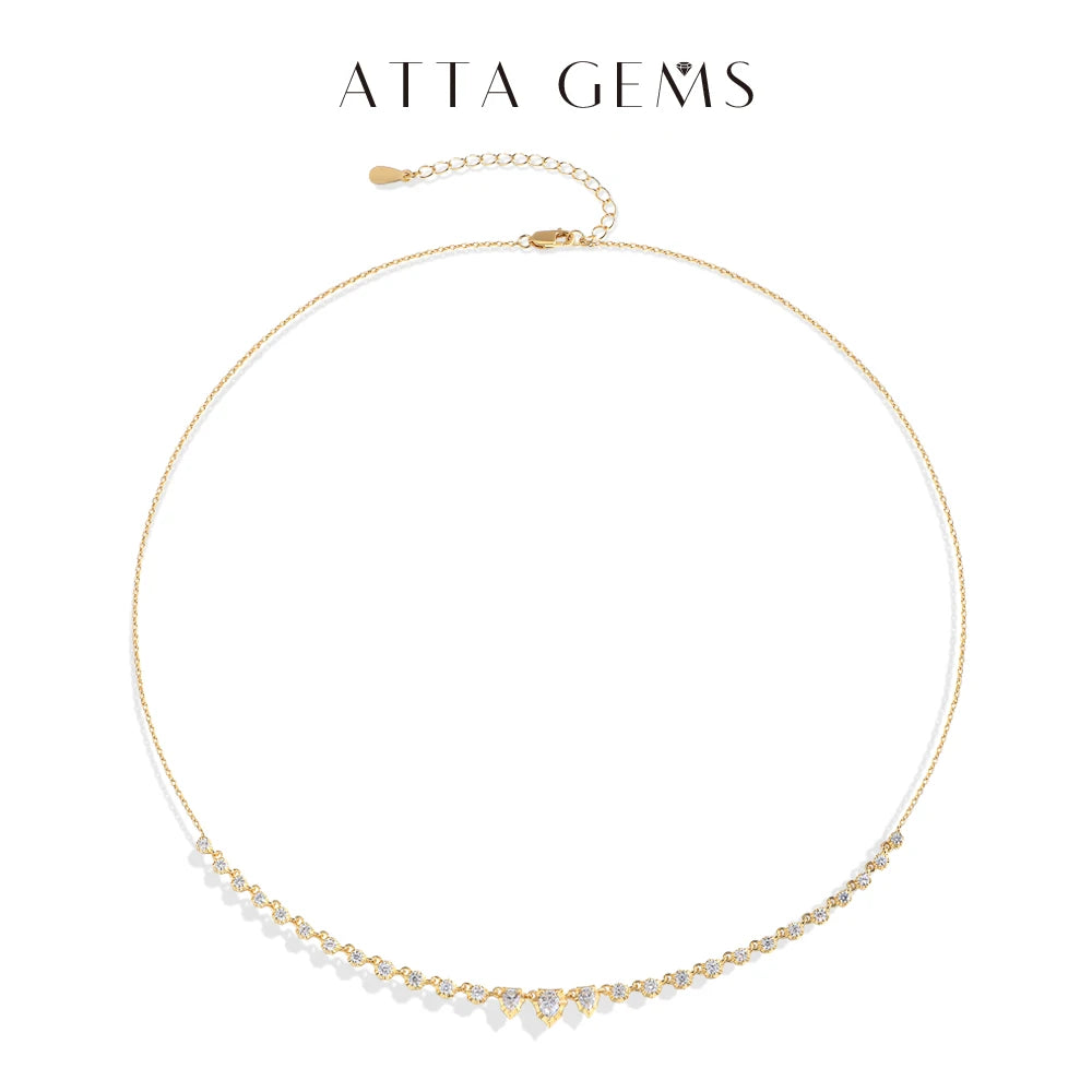 ATTAGEMS 2.04CTW Moissanite Necklaces for Women S925 Silver 18K White Gold Plated D VVS1 Diamond Pendant With Chain Jewelry Gift