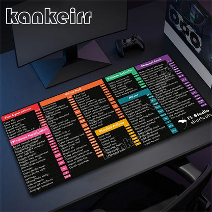 Shortcuts Mouse Pad Large Desk Mat Desk Accessories Deskmat With Non-Slip Rubber Base Stitched Edge Deskpad Mac/Windows Mousepad