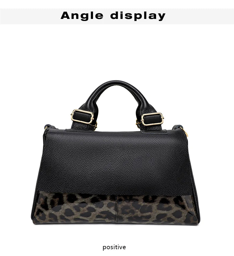 Aidrani Genuine leather handbag 2025 women's fashion bag premium leopard print luxury brand top cowhide bag