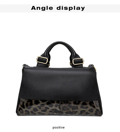 Aidrani Genuine leather handbag 2025 women's fashion bag premium leopard print luxury brand top cowhide bag