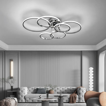 Modern LED Ceiling Chandelier for Living Bedroom,Round Dimmable Ceiling Lamp,Gold/Chrome/Black Bedroom Ceiling Light Fixture