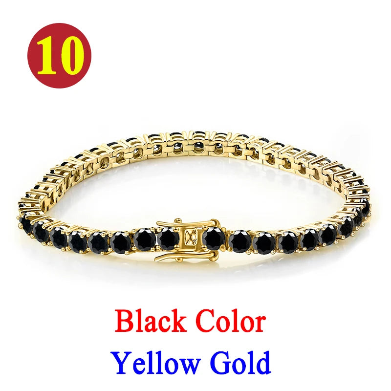 Colorful 3mm Luxury  Certified Moissanite Tennis Chain For Women 925 Sterling Silver Man Moissanite Bracelet Chain Hip hop