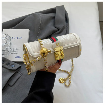 Luxury Brand Women's Evening Messenger Handbag Cylinder Shoulder Bag High-End Designer Stylish Fashion Accessory for Girls