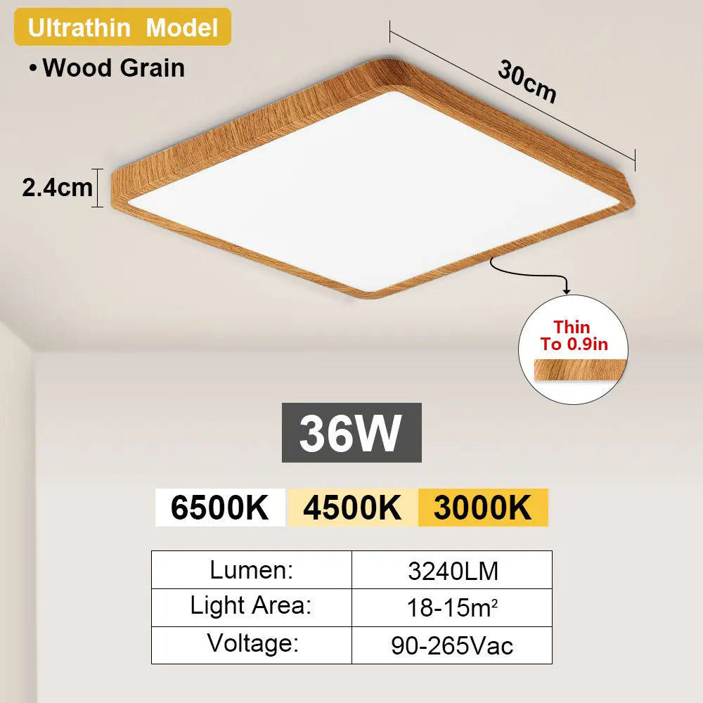 Tuya Smart LED Ceiling Lamp Wood Grain App Voice Control Alexa/Google Remote Control Square Ceiling Lights Living Room