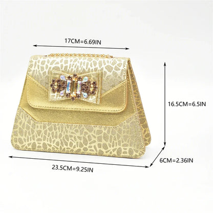 Nigerian Latest Shoes and Bags To Match Shoe and Bag Set for Party in Women Italian Rhinestones Elegant Peep Toe Sandals