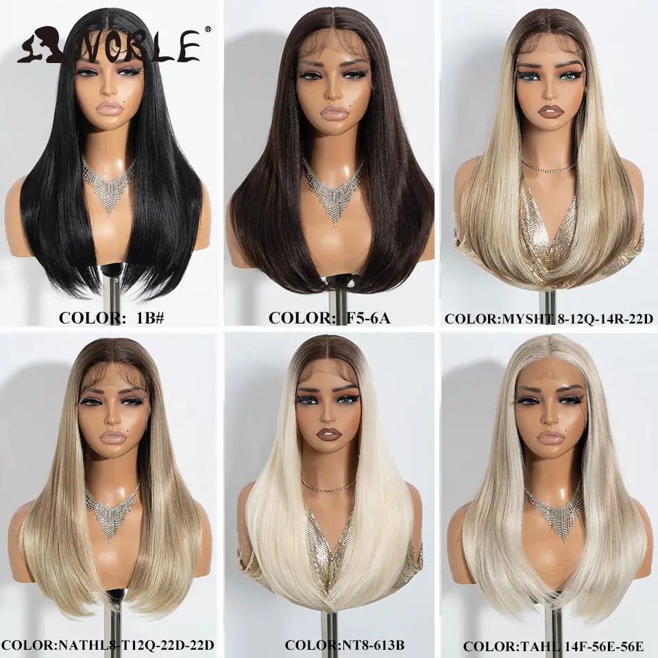 Noble Synthetic Lace Front Wig 22 Inch Straight Baby Hair Bob Wig Platinum Blonde Lace Front Wig Cosplay Glueless Wigs For Women