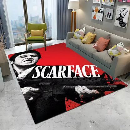Scarface 3D Classic Movie Tony Carpet Rug for Home Living Room Bedroom Sofa Doormat Decor,kids Play Area Rug Non-slip Floor Mat