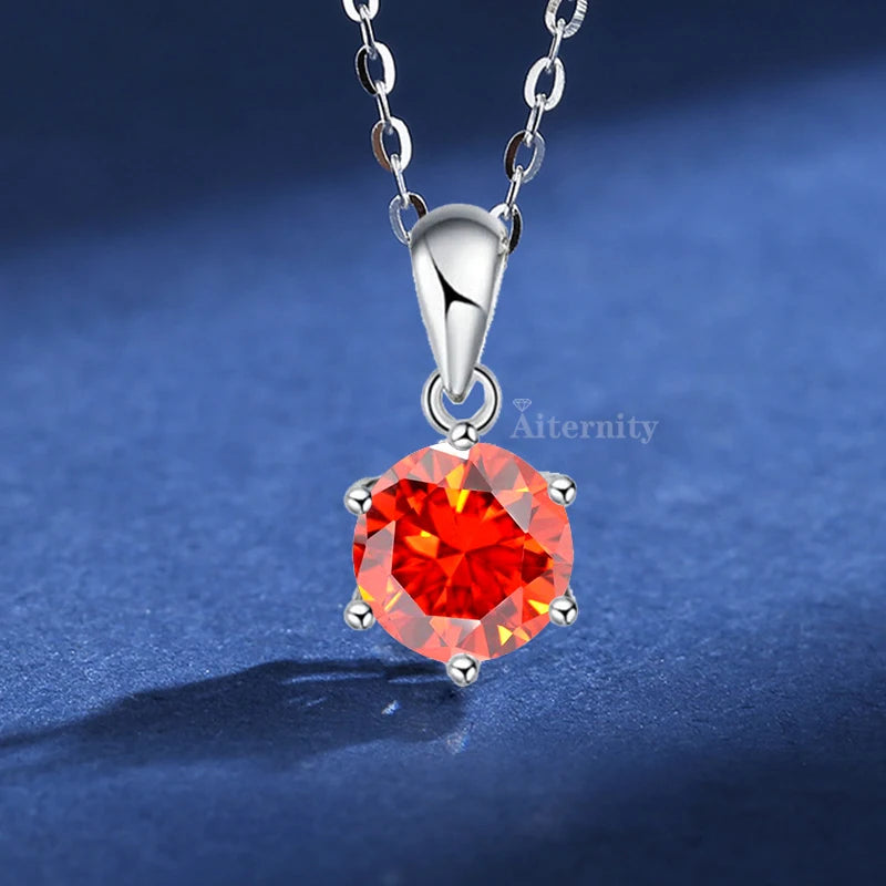 Silver 925 6 Prong Moissanite Pendant Necklace for Women Trendy Design D Color VVS Pass Diamond Testing Jewelry with Box GRA