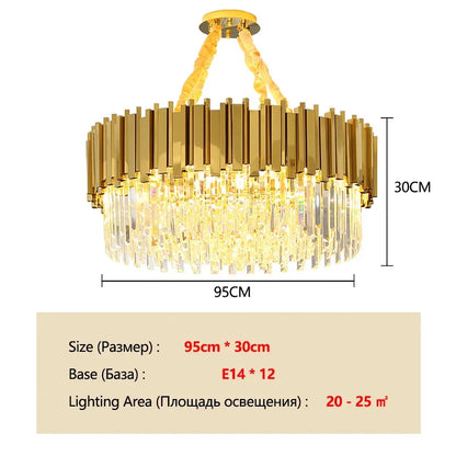 Gold K9 Crystal Tricolor Chandelier Luxury Modern LED Ceiling Light for Living Room Dining Room Bedroom Ceiling Lights
