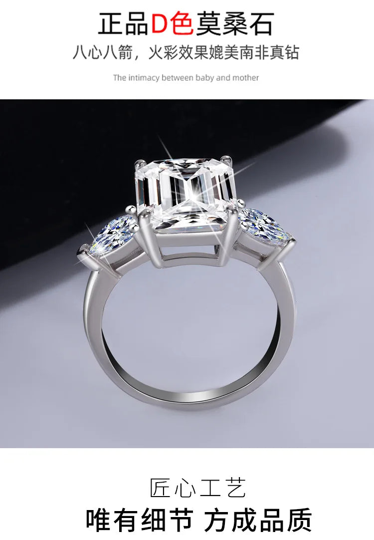 Wholesale Fancy Shape Diamond Ring - Women's PT950 Platinum, 5 Carat Radiant Cut Moissanite, Luxury Sparkly