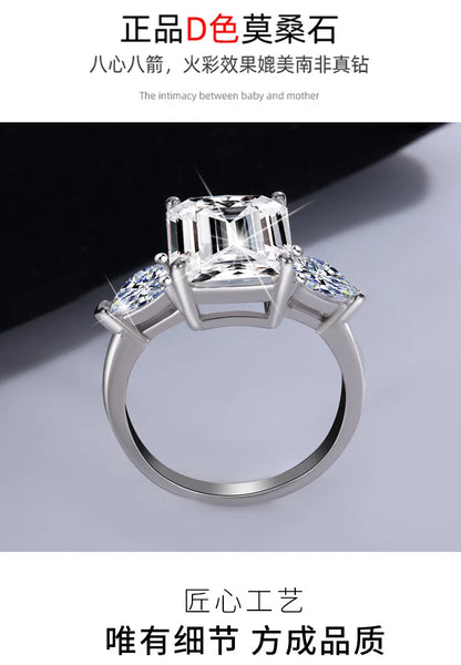 Wholesale Fancy Shape Diamond Ring - Women's PT950 Platinum, 5 Carat Radiant Cut Moissanite, Luxury Sparkly