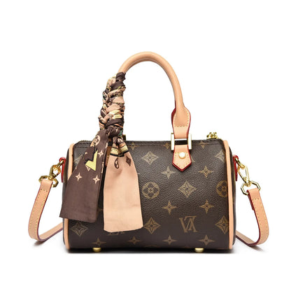 Luxury OULAIMEIZI 2026 New Fashion Retro Classic Letter Printed Designer Boston Bag Temperament Trendy Shoulder Bags for Women