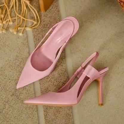 New Designer Luxury Women Slingback Sandals Pointed Toe Slip on Thin High Heel Ladies Elegant Pumps Shoes Sandals 35-43