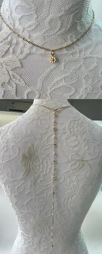Elegant Crystal Bride Back Chain Necklace Dress Accessories Gift Fashion Round Rhinestone Backless Necklace Wedding Body Jewelry