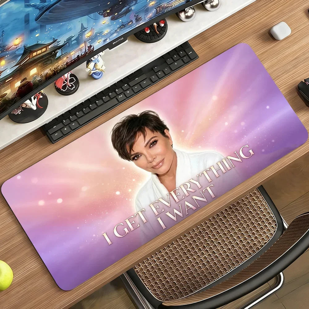 Cool Rich Kris Jenner Mouse Pad Large Non-Slip Waterproof Mat Stitched Edge Keyboard Pad for Gaming Daily Office