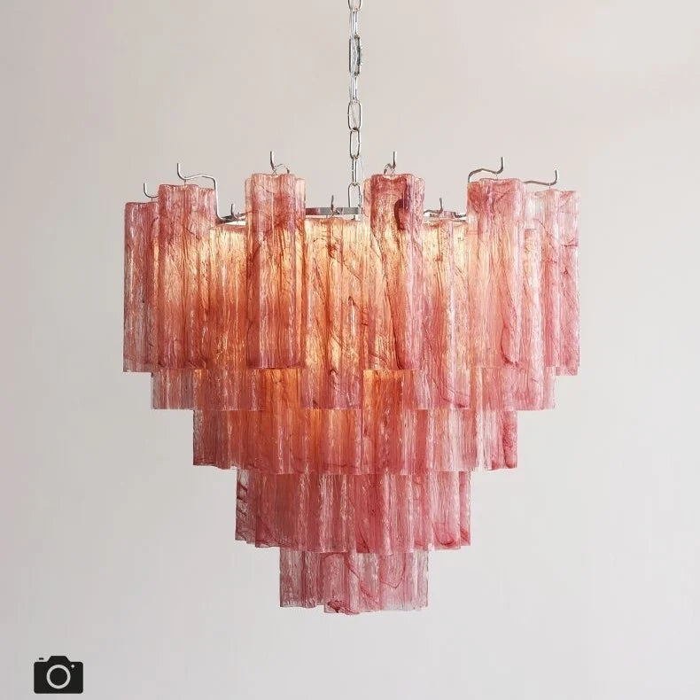 Designer Murano Ceiling Chandeliers Pink Colorful Glass LED Hanging Pendant Lights for Living Dining Room Bar Villa Art Lighting