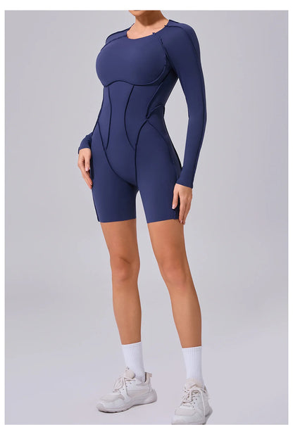 Women's Sports Jumpsuit Kit Yoga Fitness Bodysuit Hip-lifting Open Back Tight High Elasticity Outdoors Gym Workout Sexy Clothes