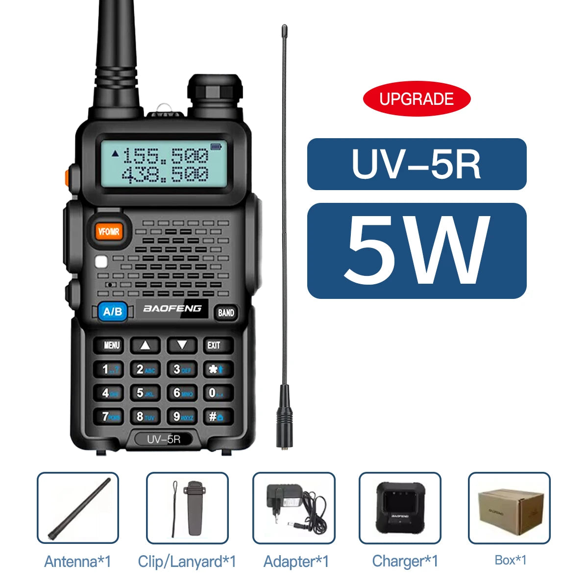 Baofeng UV5R 8W Tri-Power Walkie Talkie 5W High Power UHF VHF Dual Band Two-Way Radio Lange Afstand 128CH Handheld UV 5R CB Radi
