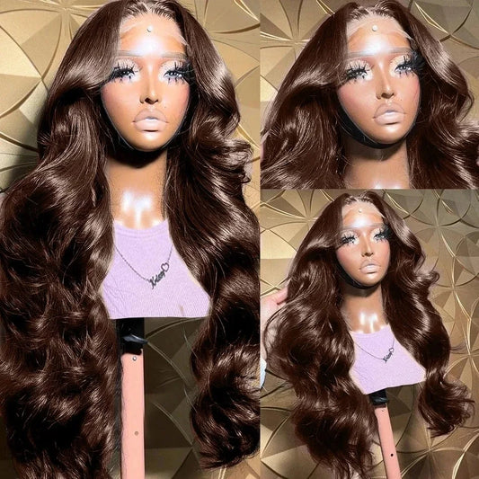 Silkwave Body Wave Chocolate Brown Lace Front Wig Brazilian 30 Inch 13x6 HD Lace Frontal Wigs For Women Colored Human Hair Wig