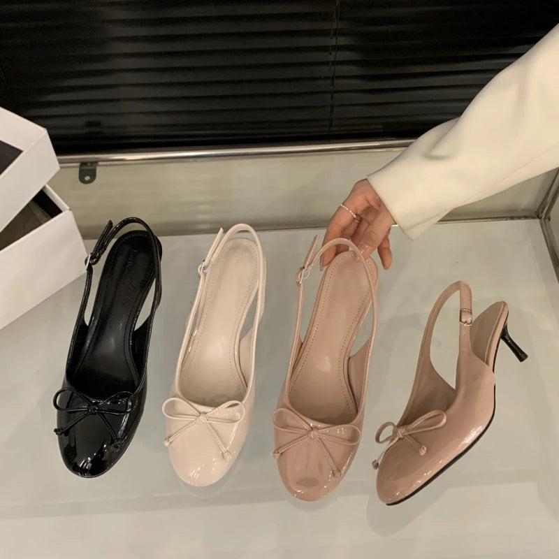 Luxury Metal Designer Women's High Heels Fashionable Open-heel Stiletto Sandals New Spring Style Slip-on Buckle Dress Shoes