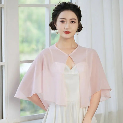 Fashion Sheer Chiffon Capelet Lightweight Design Elegant Style Soft Shawls Wedding Cape Bridesmaid Accessories