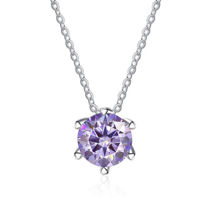 JoyceJelly 1CT VVS D Moissanite Necklace For Women Six Prong Simulated Diamond Pendant 925 Sterling Silver Wedding Fine Jewelry