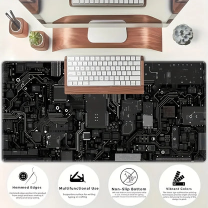 Black Circuit Board Pattern Mouse Pad Large Computer Office Table Mats Rubber Anti-slip Gaming Keyboard Mousepads Long Desk Pads