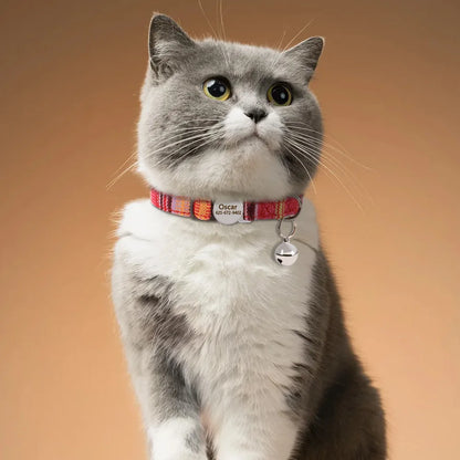 Cat Collar Free Personalized Kitten Collars Engraved Pet Puppy Name Necklace Collars Anti-lost for Cats Small Dogs Adjustable